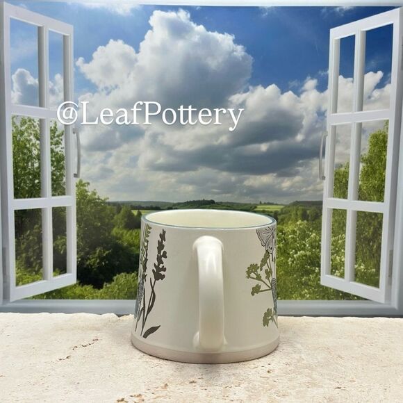 Gray/Blue Butterflies in Spring Beige Ceramic 18oz Mug - Picture 6 of 10